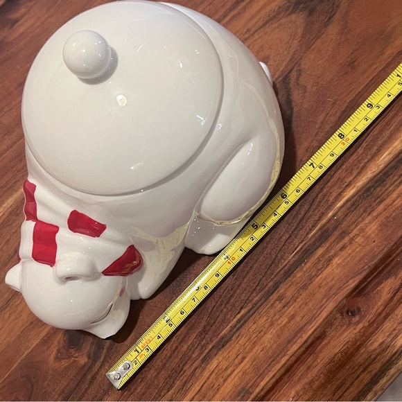 Magenta Ceramic Blushing Polar Bear Canister Jar White/Red - Picture 11 of 14